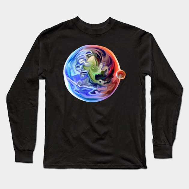 Planet Earth and Mars Long Sleeve T-Shirt by Art by Deborah Camp